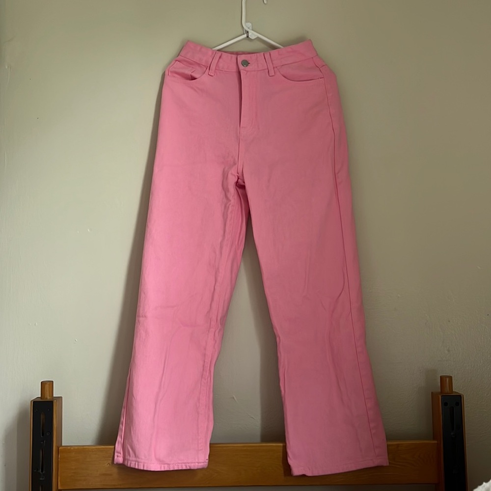 Pink Straight Leg Jeans
